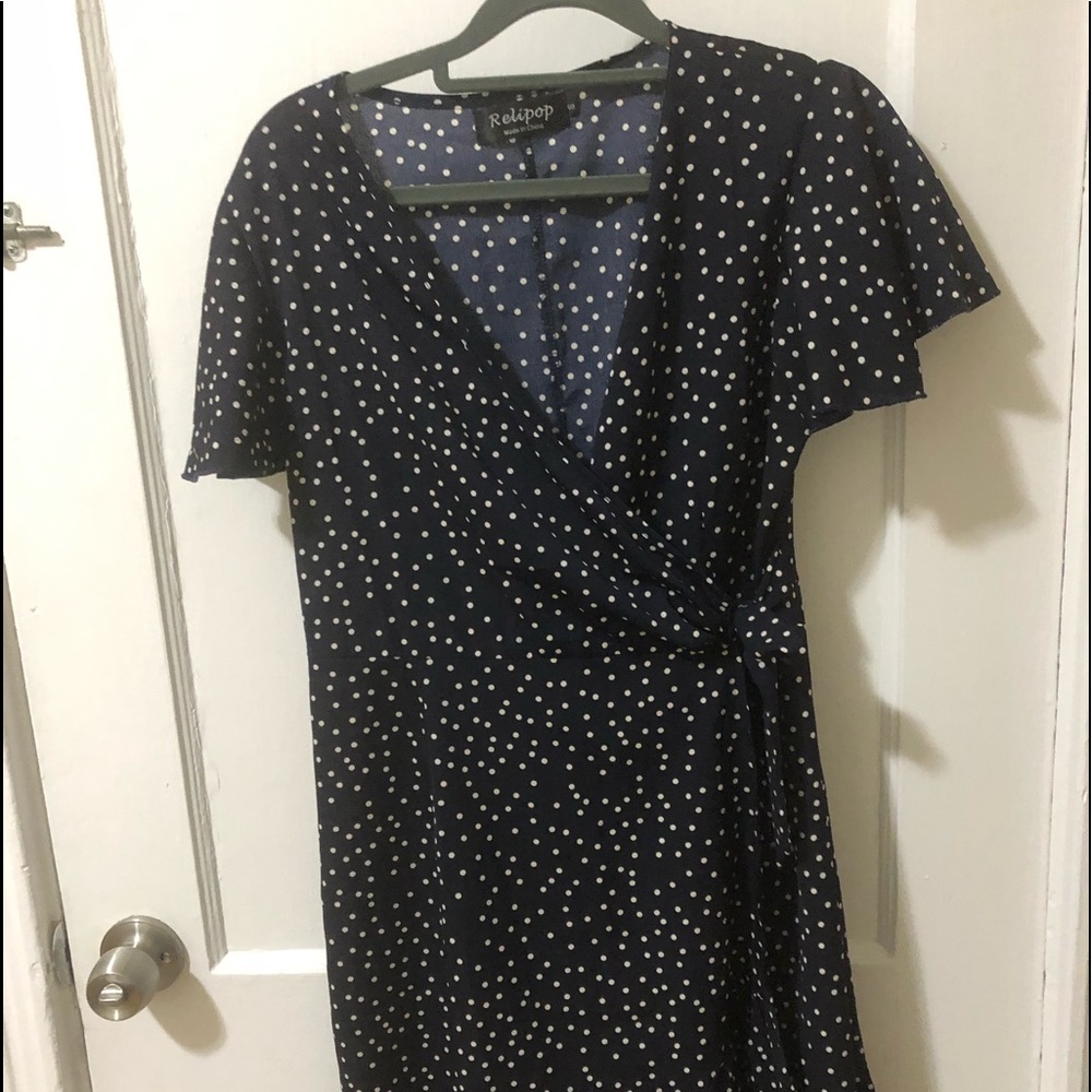 blue polka dot dress